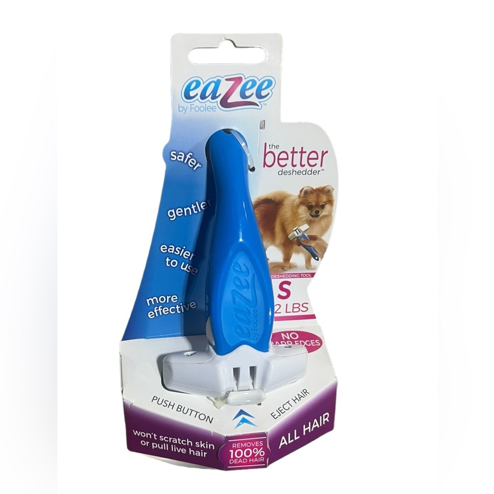 Eazee Small Dog Blue DeShedding Brush By Foolee